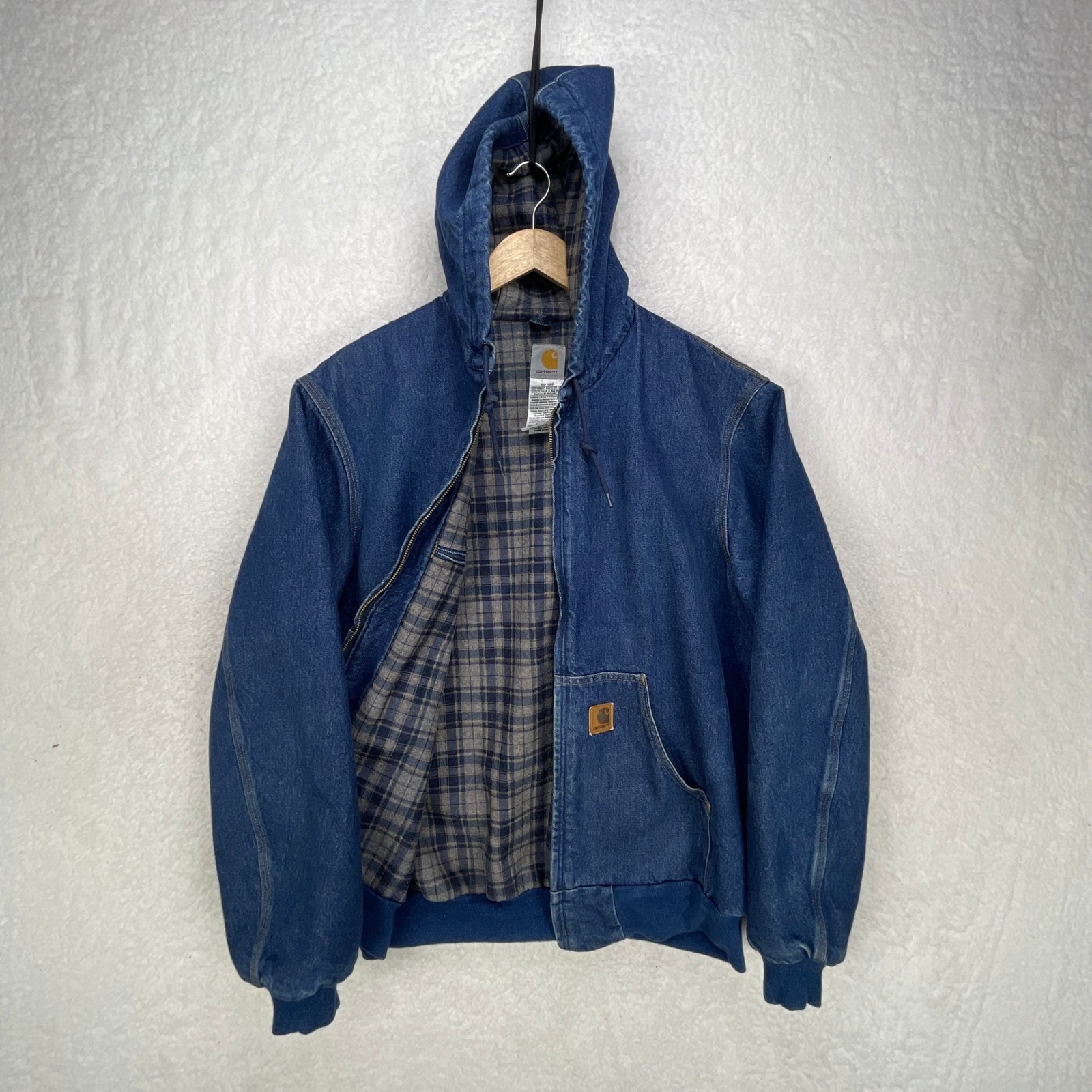 Carhartt Denim Jacket Blanket Lined Men Medium J139 Dst Darkstone Asap Rocky Euc